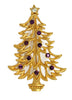 JJ Purple Rhinestone Gold Tone Christmas Tree Vintage Figural Brooch