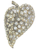 Creative Craft Floral Leaf Rhinestone Pot Metal Vintage Figural Pin Brooch - 1930s