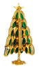 Christmas Green Navettes Garland Rhinestones Stand-Up Tree Vintage Figural Brooch