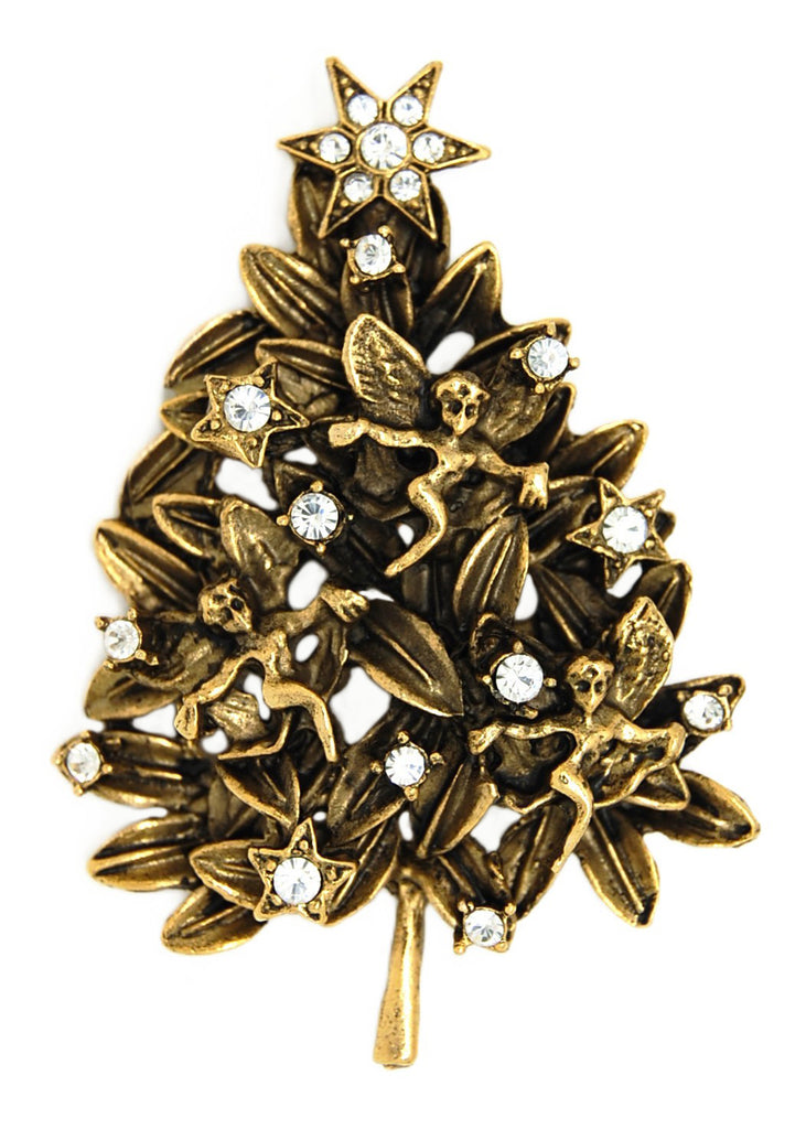 Graziano Triple Angel Holiday Christmas Tree Vintage Figural Brooch