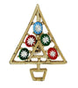 Gold Crown Faux Opal Triangle Christmas Tree Figural Vintage Holiday Brooch