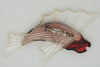 Lucite Burgundy Red Carved Flying Fish Vintage Figural Costume Brooch