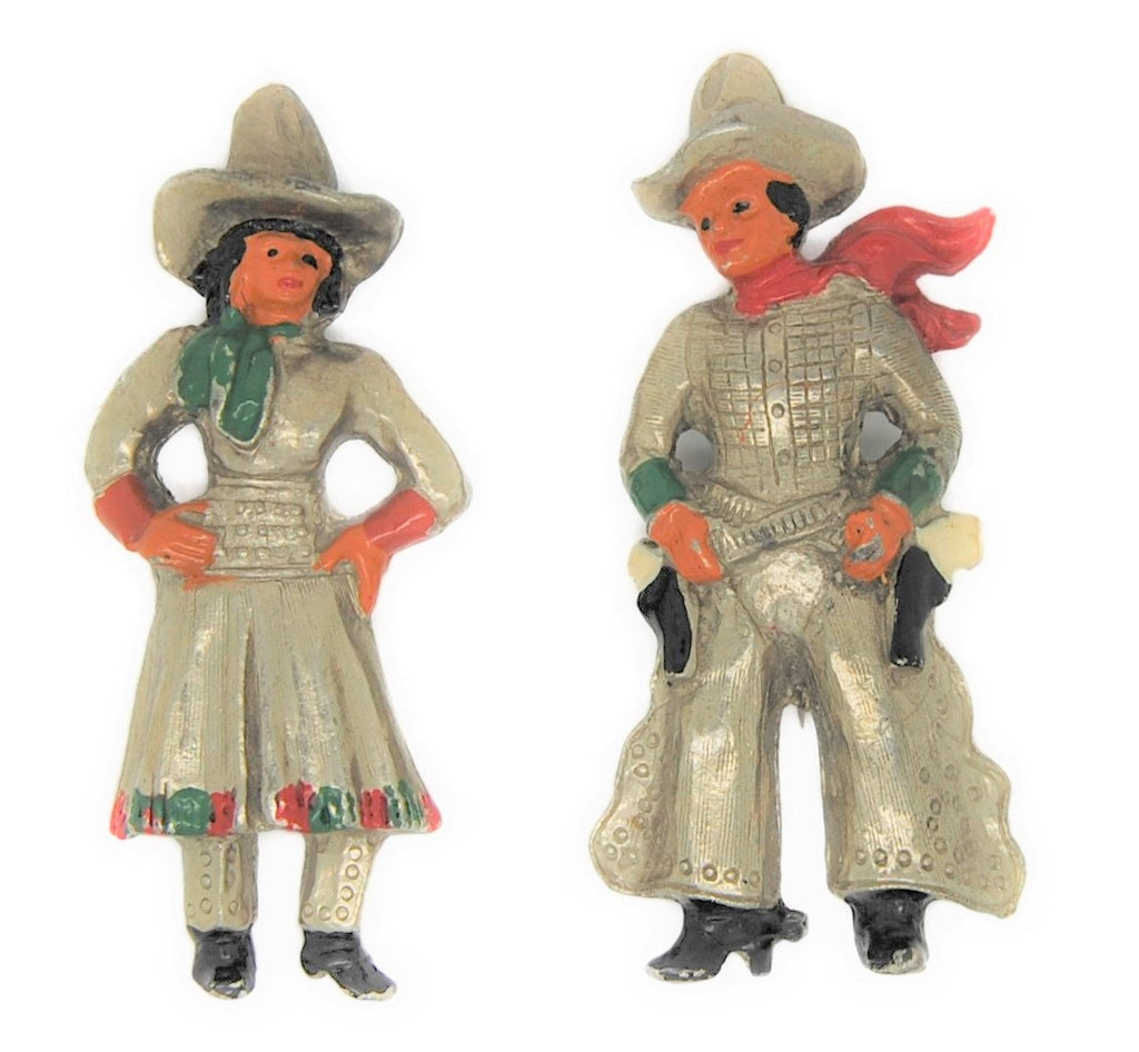 Coro Roy Rogers & Dale Evans Movie Tie-In Couple Vintage Figural Brooch Set