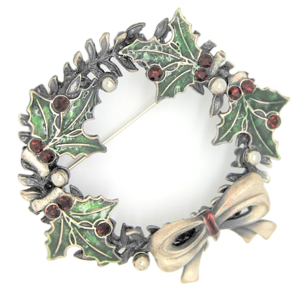 KC Cole Holly Berries Christmas Holiday Vintage Figural Pin Brooch