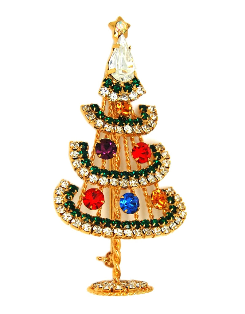 Classic Christmas Stand Up Multi Color Wire Tree Vintage Figural Brooch