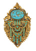 Royal Shield Turquoise Cab & Beads Vintage Costume Figural Pin Brooch
