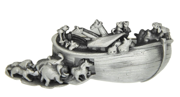 AJC Noah's Ark & Animals Silver Tone Vintage Figural Pin Brooch