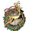 Monet Reindeer Holly Vintage Figural Wreath Christmas Brooch - 1990s