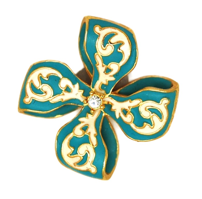 Joan Rivers Blue Cream Enamel Pinwheel Vintage Figural Brooch