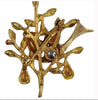 ART Partridge Pear Tree Enamel Vintage Figural Pin Brooch