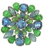 Carnegie Aqua & Lime Dimensional Shining Vintage Costume Pin Brooch