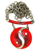 Celebrity Statment Sized Yin Yang Ruby Red Lucite Vintage Figural Necklace