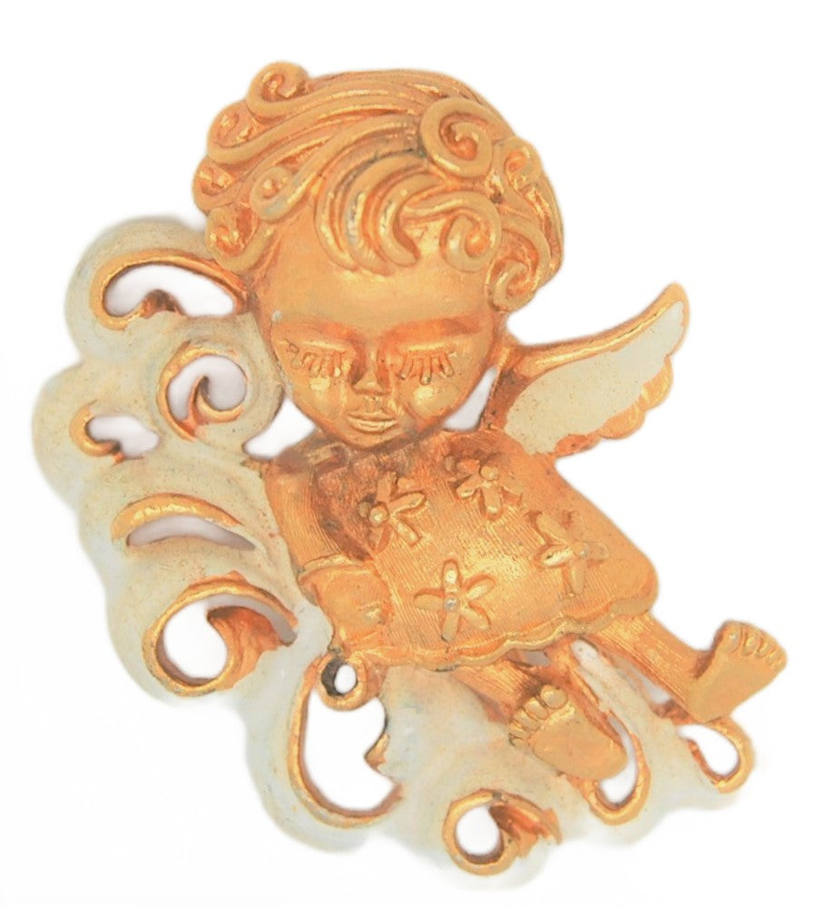 Corel Angel Cloud 9 Vintage Costume Figural Pin Brooch