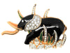 KJL Elephant in Grass Resin Lucite Rhinestones Vintage Figural Brooch