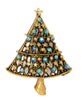 JJ Sapphire Stars Christmas Tree Vintage Figural Costume Brooch