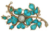 Pennino Blue Stone Floral Hearts Gold Plate Vintage Figural Pin Brooch