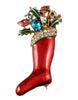 Weiss Red Christmas Holiday Stocking Vintage Figural Brooch