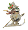 Frosty the Snowman Christmas Holiday Skis Vintage Figural Pin Brooch