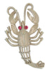 Trifari Brushed Silver Ruby Lobster Vintage Figural Costume Pin Brooch
