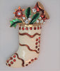Christmas Stocking Enamel Ruby Rhinestone Figural Brooch