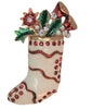Christmas Stocking Enamel Ruby Rhinestone Figural Brooch