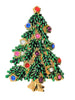 Christmas Tree Green Enamel Branch Needles Rhinestones Figural Brooch - 1990s