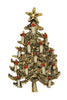 Christmas Candle Gold-Tone Enamel Tree Vintage Figural Pin Brooch