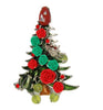 Christmas Tree Holiday Frog & Roses Figural Pin Brooch