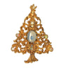 Christmas Tree Opal Belly AB Holiday Vintage Figural Brooch - mid-80s