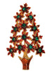 Christmas Poinsettia Enamel & Emerald Tree Figural Pin Brooch 1960s