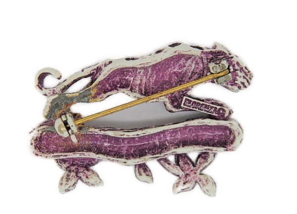 Florenza Leopard Panther Jaguar Perched Branch Vintage Figural Pin