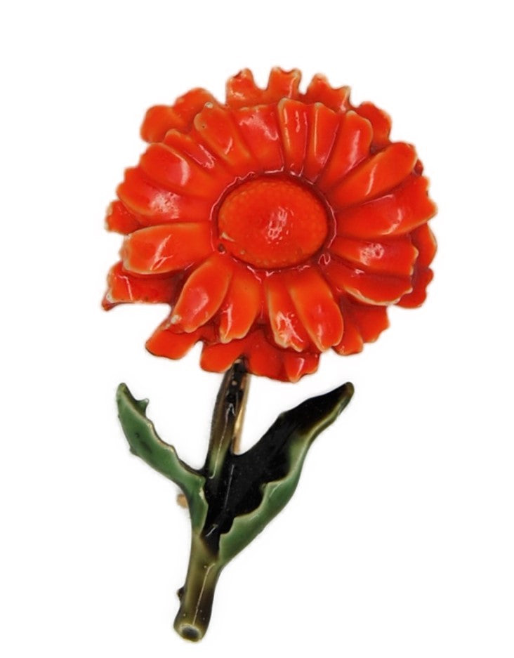 Har Gerbera Daisy Floral Flower Vintage Costume Figural Pin Brooch