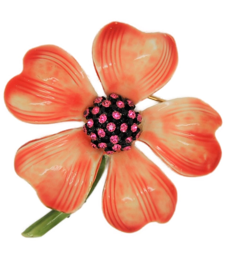 HAR Large Pink Pansy Floral Flower Vintage Costume Figural Pin Brooch