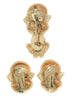 Adorable Winking Cat Faux Pearl Vintage Figural Pin Brooch & Earring Set