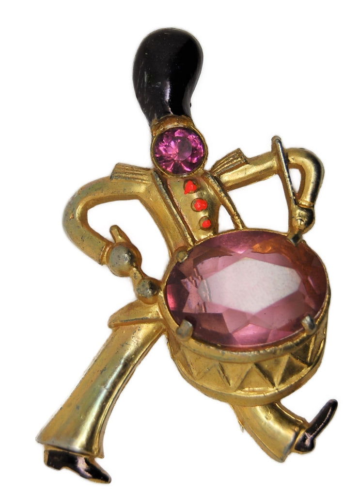Fred Grey Patriotic Drummer Vintage Costume Figural Pin Brooch