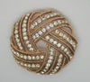 Trifari Rhinestone Love Knot Ribbon Gold Tone Pin Brooch