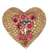 Bauer Valentine Floral Rose Heart Vintage Costume Figural Pin Brooch