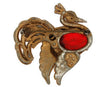 Fred Grey Ruby Jelly Belly Peacock Swan Star Signature Vintage Figural Brooch