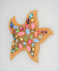 ART Pastel Starfish Sealife Moonstone Vintage Costume Figural Pin Brooch - 1950s