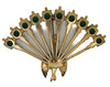 Art Deco Peacock Vintage Prong-Set Emerald Green Stones Figural Pin Brooch