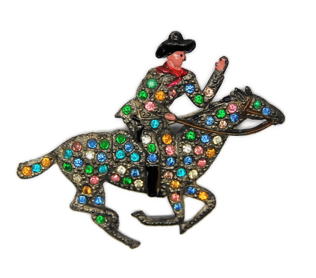 Reinad Chanel Paul Revere Rides Patriotic Vintage Figural Pin Brooch 1940s