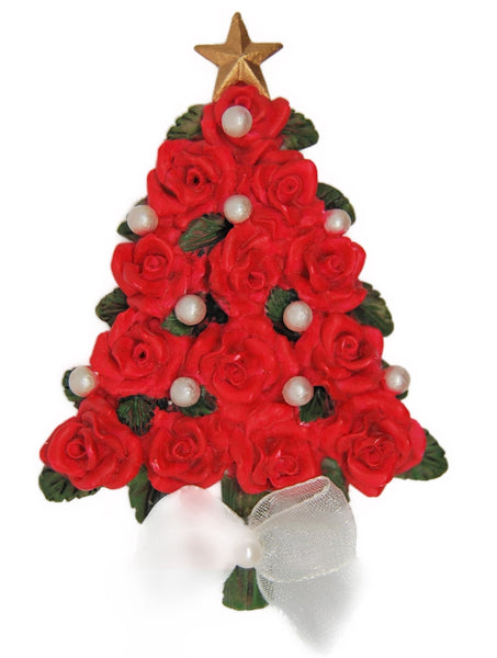 Avon Christmas Tree Roses Vintage Figural Brooch - 2001