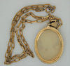 Beautiful Cameo Translucent Pendant & Embossed Chain Vintage Figural Necklace