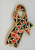 Gontie Paris Rememberance Ribbon Gold Plate Swarovski Vintage Figural Pin Brooch