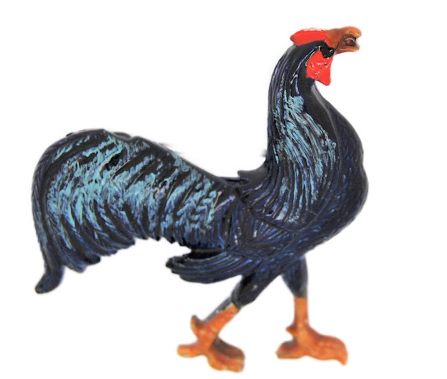 Blue Chicken Enameled Blues Rooster Vintage Figural Brooch