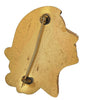 Art Deco Girl Ceramic & Gold Tone Plate Antique Figural Pin Brooch