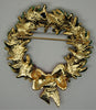 TC Christmas Wreath Ruby Beads and Enamel Vintage Holiday Brooch
