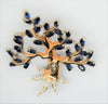 Reja Tree of Life Sapphire Blues Vintage Costume Figural Pin Brooch