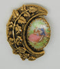 Freirich Couples Half Moon Vintage Figural Pin Brooch