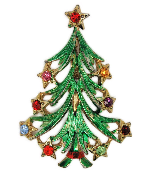 Beatrix Christmas Star Branch Tree Figural Brooch 1960s